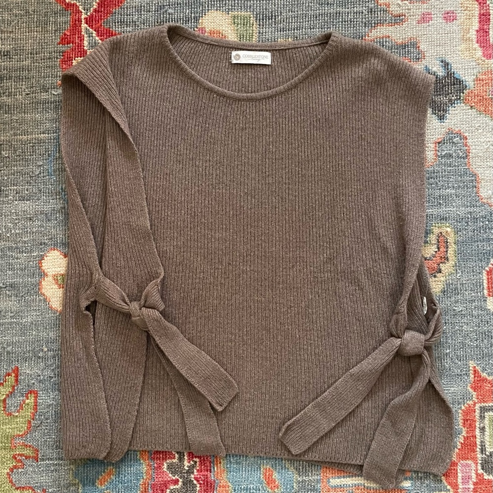 Cobblestone Living Sleeveless Sweater Vest, Wool/Cashmere, brown/taupe